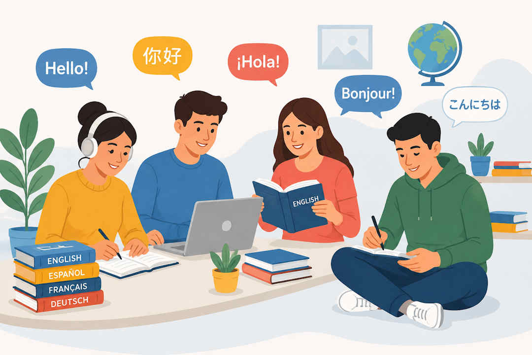 چند نفر در حال زبان خواندن-نویسنده محتوا