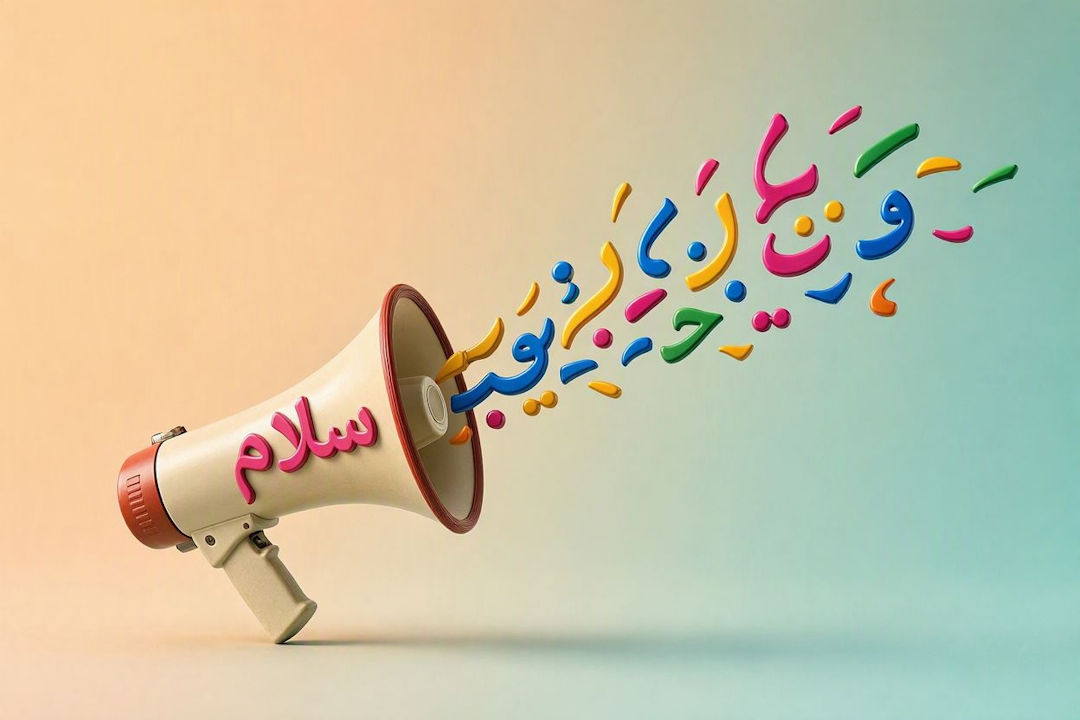 یک بلندگو که از توش حروف فارسی بیرون میاد-وبلاگ نویسی تجاری