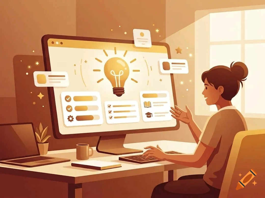 دختری در حال نگاه کردن به صفحه کامپیوتر که روی آن چراغ است-seo-content